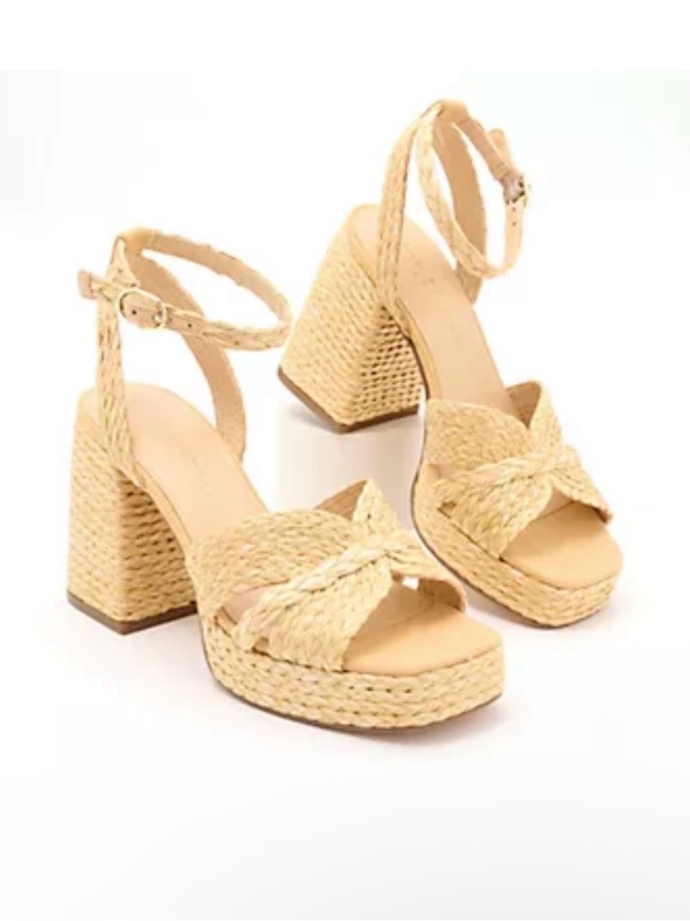 Marc Fisher Raffia Platform Sandals - Janie Natural size 11 fits like a 10